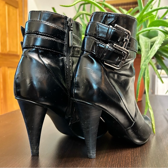 Calvin Klein Cambria Black Zip Ankle High Heel Boots with Buckle | Size 6.5 | - Picture 8 of 14